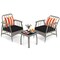 3-Piece Outdoor Patio Set Reclining PE Rattan Chairs with Cushions & Coffee Table, Adjustable Backrests, Mix Gray